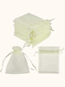 20个/批欧根纱礼品袋，用于珠宝抽绳袋，用于婚礼圣诞糖果礼品袋珠宝包装，圣诞节