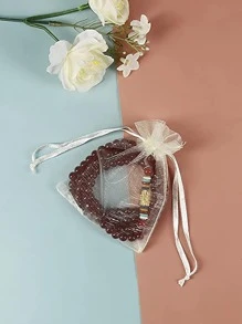 20个/批欧根纱礼品袋，用于珠宝抽绳袋，用于婚礼圣诞糖果礼品袋珠宝包装，圣诞节