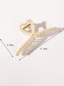 Faux Pearl Heart Decor Hair Claw - Màu be - Xem 3
