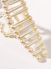 Faux Pearl Heart Decor Hair Claw - Màu be - Xem 4