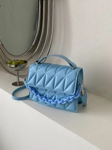 Túi Vuông Mini Chần Trang trí chuỗi - Màu xanh nhạt - Xem 2
