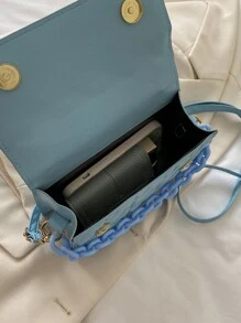 Túi Vuông Mini Chần Trang trí chuỗi - Màu xanh nhạt - Xem 3