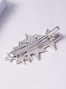 Rhinestone Star Decor Hair Clip Royal Tiaras - Silver - View 2