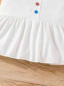 SHEIN Toddler Girls Ruffle Hem Tank Top & Geometric Print Paperbag Waist Shorts - Multicolor - View 4