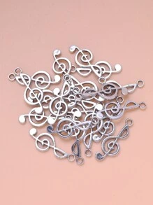 20pcs Metal Music Note DIY Pendant - Silver - View 1