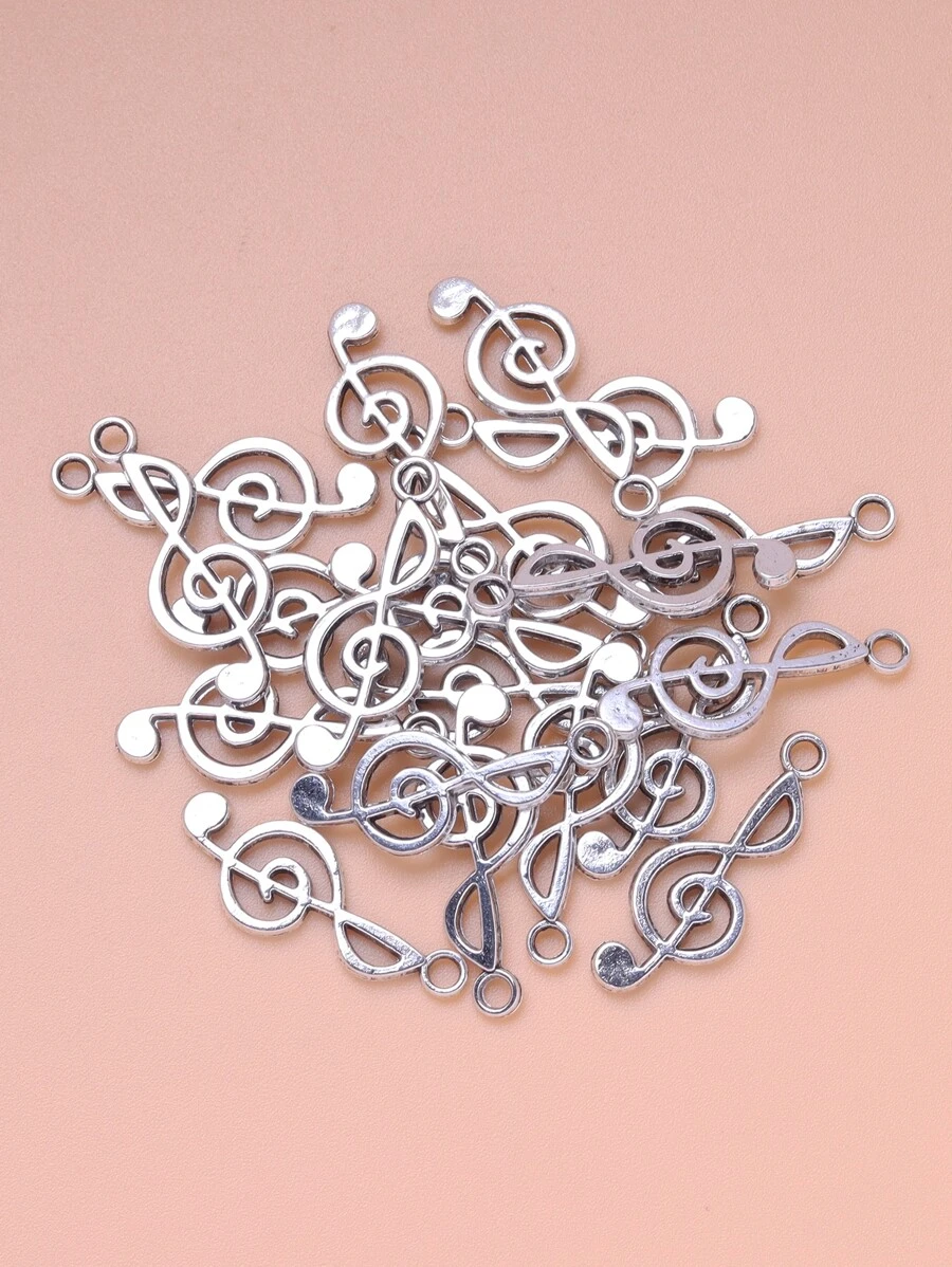 20pcs Metal Music Note DIY Pendant - Silver - View 1