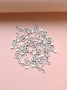 20pcs Metal Music Note DIY Pendant - Silver - View 2