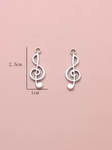 20pcs Metal Music Note DIY Pendant - Silver - View 3