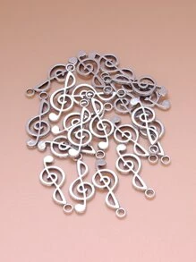 20pcs Metal Music Note DIY Pendant - Silver - View 4