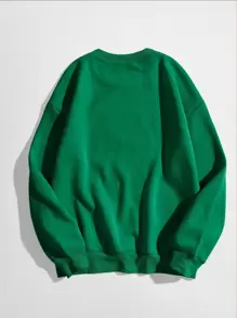 Chiquease Plus Letter Graphic Drop Shoulder Sweatshirt - Green - View 2