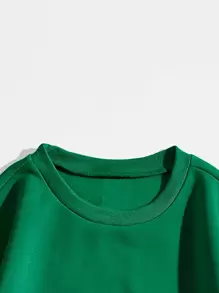 Chiquease Plus Letter Graphic Drop Shoulder Sweatshirt - Green - View 3