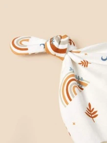 1 套印花婴儿襁褓毯（带帽子）、柔软舒适的婴儿襁褓包 - 彩色 - 查看 7