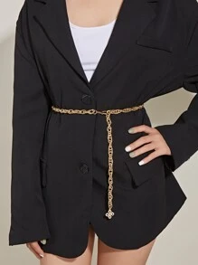 Thắt lưng dây chuyền trang trí hoa Rhinestone - Vàng - Xem 1