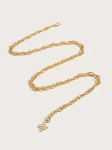 Thắt lưng dây chuyền trang trí hoa Rhinestone - Vàng - Xem 3