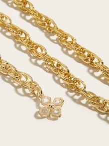 Thắt lưng dây chuyền trang trí hoa Rhinestone - Vàng - Xem 4