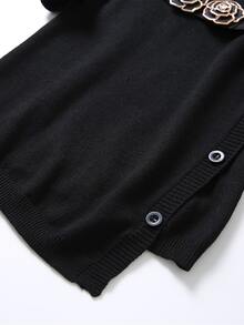 Toddler Girls Button Detail Fitted Jumper Dress - Black - View 6