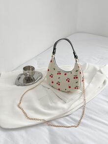 Allover Cherry Graphic Hobo Bag - White - View 4