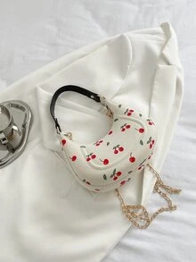 Allover Cherry Graphic Hobo Bag - White - View 5