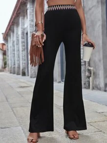 Chevron Tape Split Side Trousers - Black - View 5