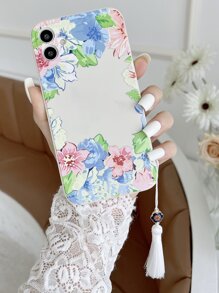 花卉图案手机壳，带流苏挂绳，国际版，非国内版 - 彩色 - 查看 2
