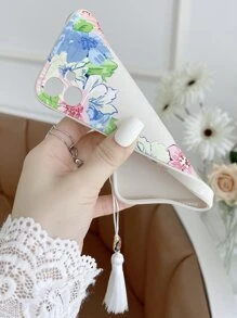 花卉图案手机壳，带流苏挂绳，国际版，非国内版 - 彩色 - 查看 3