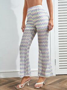 SHEIN Unity 鋸齒圖案喇叭褲 - 彩色 - 查看 3