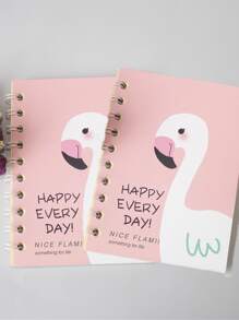 1pc Flamingo Pattern Cover Random Spiral Notebook - Pink - View 2