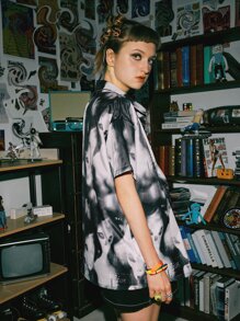 ROMWE Street Life 80s Allover Print Shirt - Black - View 2