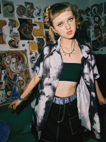 ROMWE Street Life 80s Allover Print Shirt - Black - View 4