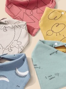 5入組嬰兒卡通圖案方巾