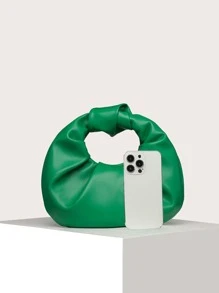 女士云褶手提包，纯色，结饰时尚，适合外出。