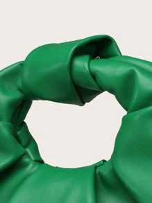 女士云褶手提包，纯色，结饰时尚，适合外出。