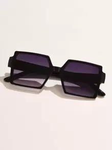 1pc Women's Square Ombre Plastic Frame Oversized High-End Chic Casual Vacation Travel Versatile Fashion Glasses Beach Accessories For Women Glasses Shades Basics Fall Winter Women Outfits Clothes Business Casual Gifts For Summer Beach Vacation,Outdoor,Travel - Dusty Purple - View 2