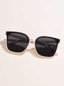 1 pieza Gafas de sol de mujer con marco cuadrado de plástico multicolor, clásicas, para viajes, bohemias, deportes al aire libre, protección UV, para uso diario y vacaciones - Gris Oscuro - Ver 3
