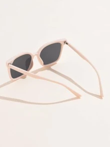 1 pieza Gafas de sol de mujer con marco cuadrado de plástico multicolor, clásicas, para viajes, bohemias, deportes al aire libre, protección UV, para uso diario y vacaciones - Gris Oscuro - Ver 4