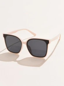 1 pieza Gafas de sol de mujer con marco cuadrado de plástico multicolor, clásicas, para viajes, bohemias, deportes al aire libre, protección UV, para uso diario y vacaciones - Gris Oscuro - Ver 5