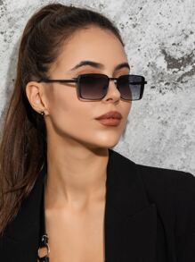 1pc Women Metal Rimmed Square Small Frame Ombre Retro Elegant Hip Hop Stylish Unisex Outdoor Travel Daily Wear Party Fashion Glasses Beach Accessories For Women Glasses Shades Basics Fall Winter Women Outfits Clothes Business Casual Gifts Elegant Outfit For Summer Beach Vacation,Outdoor,Travel - Dusty Purple - View 2