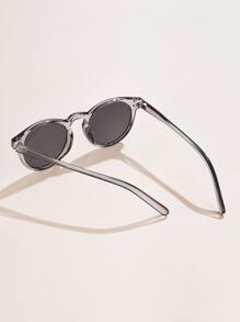 1pc Women's Fashion Multicolor Oval Small Frame Vintage Chic Stylish Casual Outdoor Ins Street Travel Fashion Glasses Beach Accessories For Women Glasses Shades Basics Fall Winter Women Outfits Clothes Business Casual Gifts For Summer Beach Vacation,Outdoor,Travel - Grey - View 4