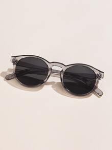 1pc Women's Fashion Multicolor Oval Small Frame Vintage Chic Stylish Casual Outdoor Ins Street Travel Fashion Glasses Beach Accessories For Women Glasses Shades Basics Fall Winter Women Outfits Clothes Business Casual Gifts For Summer Beach Vacation,Outdoor,Travel - Grey - View 3