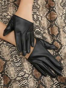 Party 1pair Minimalist Solid Gloves - Black - View 9