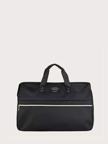 Letter Patch Decor Duffel Bag - Black - View 2