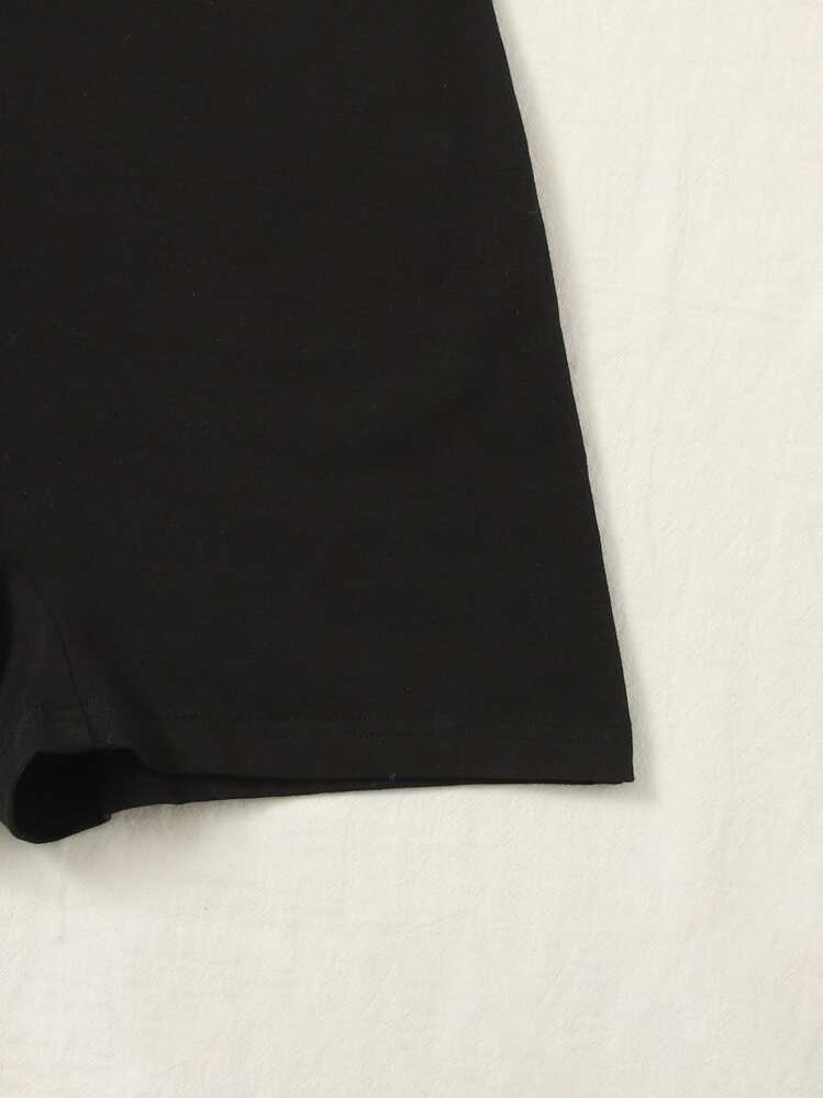 SHEIN EZwear צבעים מנוגדים מכתב מנומר יחידות נשים - שחור - ראה 5