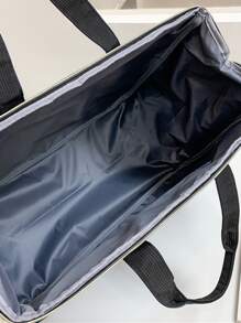 Letter Patch Decor Duffel Bag - Black - View 6