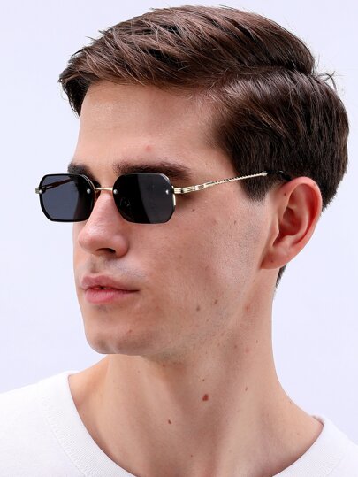 1pc Men's Small Size Retro All-Metal Fashionable Fashion Glasses, Comes With Cleaning Cloth, Strap And PU Glasses Case Back To School Fashionable Preppy School Look