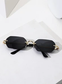 015835340007 1 chiếc kính râm thời trang cổ điển không gọng hình lục giác nhỏ dành cho nam/nữ, màu chuyển sắc, phù hợp cho đường phố, bãi biển, đi làm hàng ngày, phong cách du lịch cổ điển (Đi kèm dây đeo, hộp đựng kính và khăn lau) - màu đen - Xem 5