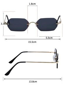 015835340007 1 chiếc kính râm thời trang cổ điển không gọng hình lục giác nhỏ dành cho nam/nữ, màu chuyển sắc, phù hợp cho đường phố, bãi biển, đi làm hàng ngày, phong cách du lịch cổ điển (Đi kèm dây đeo, hộp đựng kính và khăn lau) - màu đen - Xem 6