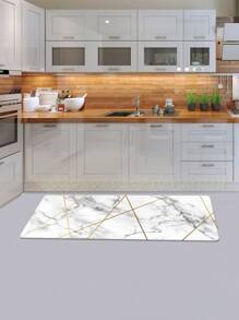 1pc Marble Pattern Kitchen Rug - Multicolor - View 5