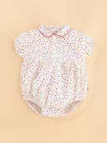 Peninsula Baby 嬰兒心滿版印花撞色滾邊連身背心 - 彩色 - 查看 1