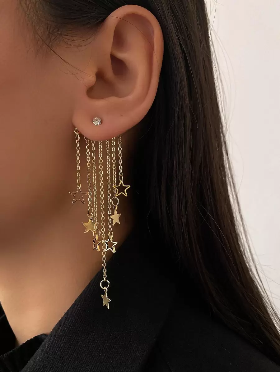 Andkiss Star Tassel Decor Earrings