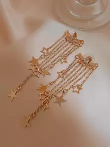 Andkiss Star Tassel Decor Earrings